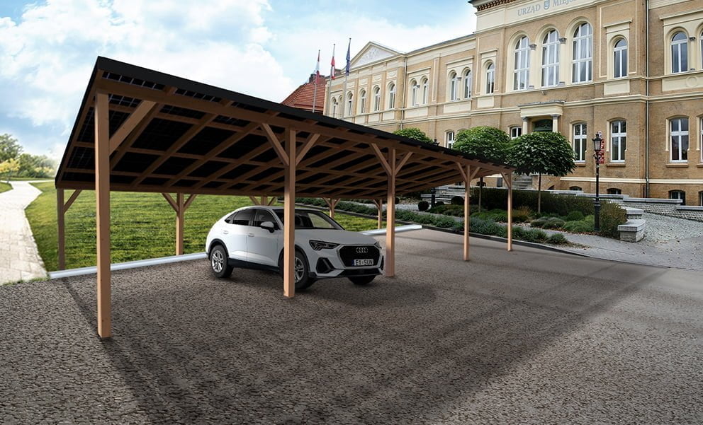 Solarny carport miejski od SunRoof- zdjęcie